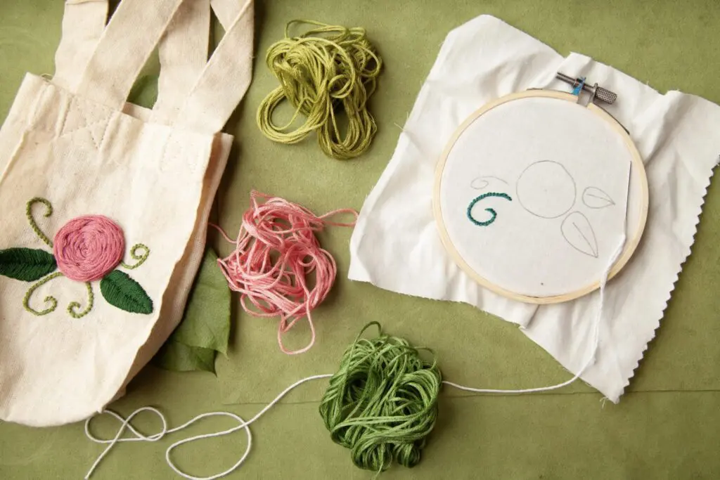 DIY Rose Embroidered Bag