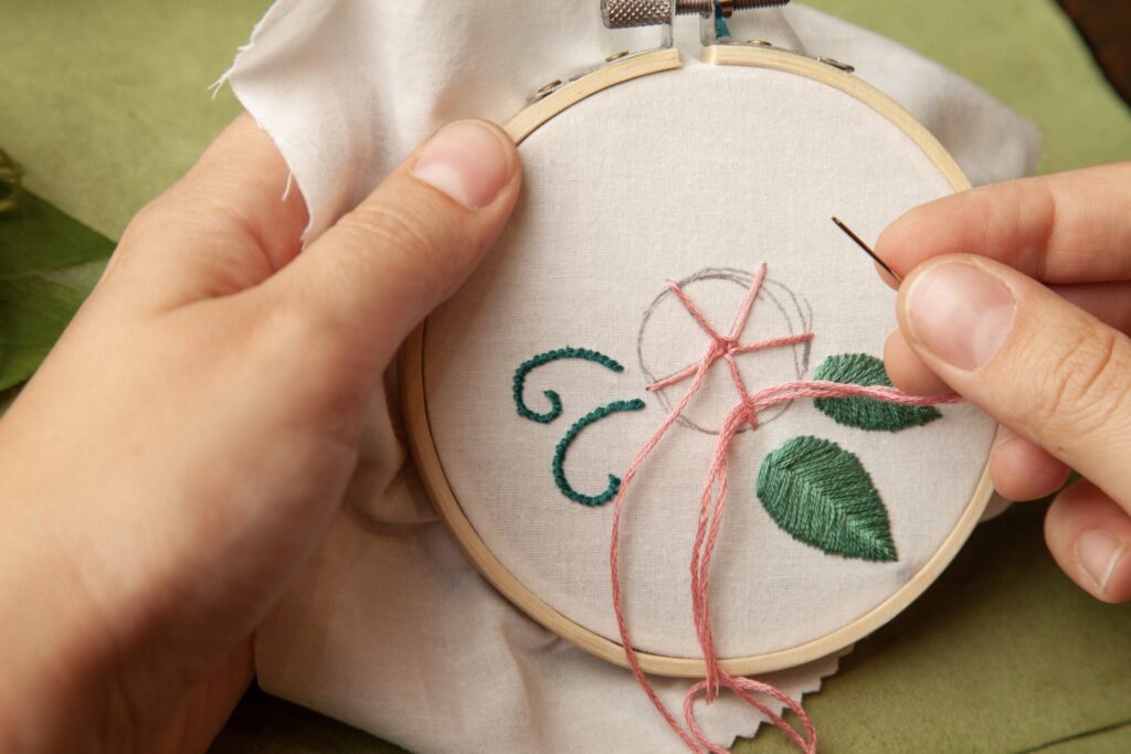 Rose Embroidered Bag Wheel Stitch 7B